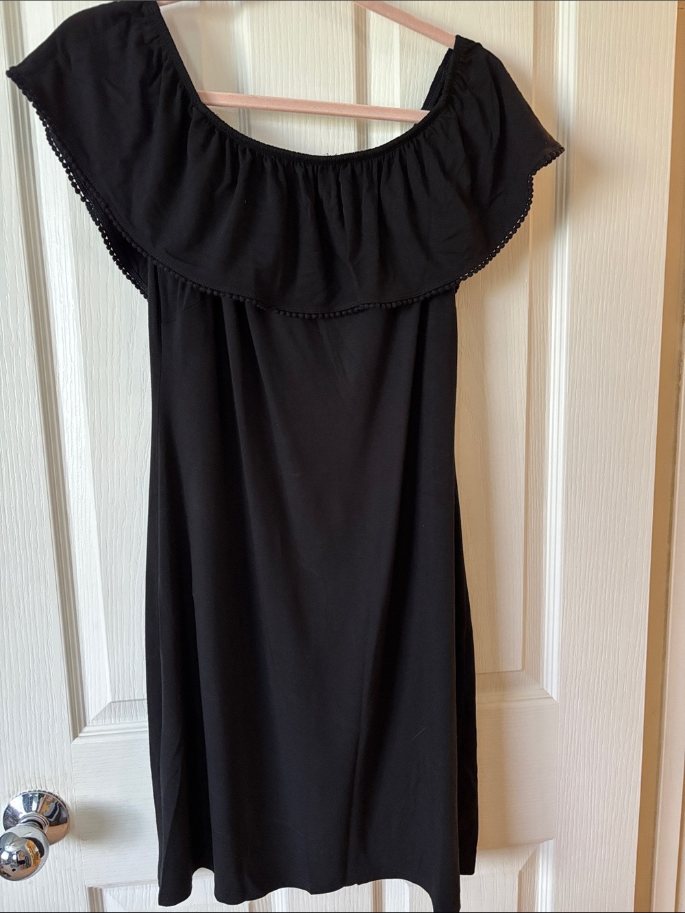 White House Black Market Black Off-Shoulder Top with Elastic Neckline
